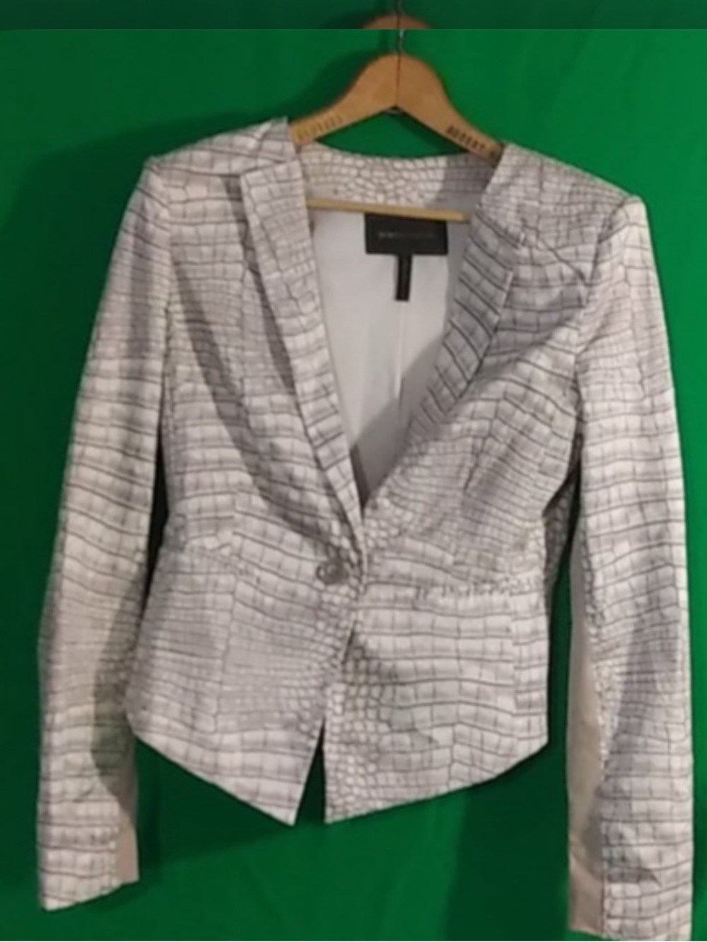 BCBGMaxAzria Cream Silk Blouse with Textured Trim